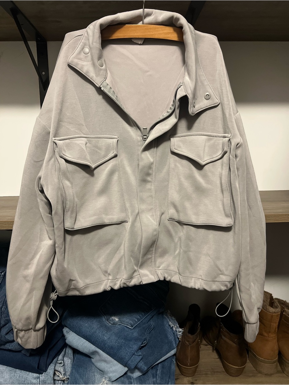 Yogalicious Light Gray Utility Pocket Jacket